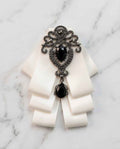 Ivory Elegance Bow Tie With Onyx-Style Gem