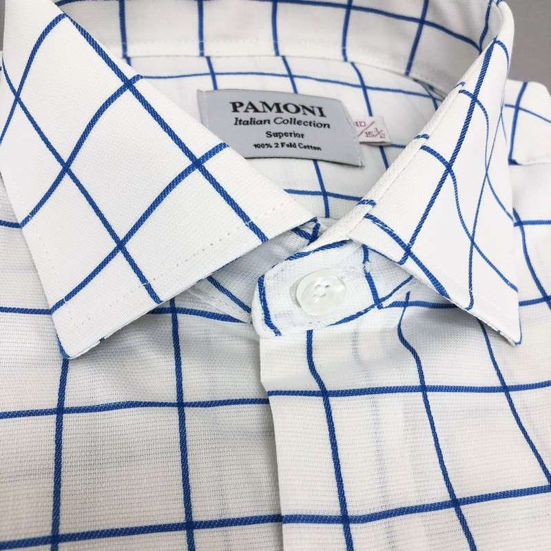 Vitblårutig slim fit-skjorta