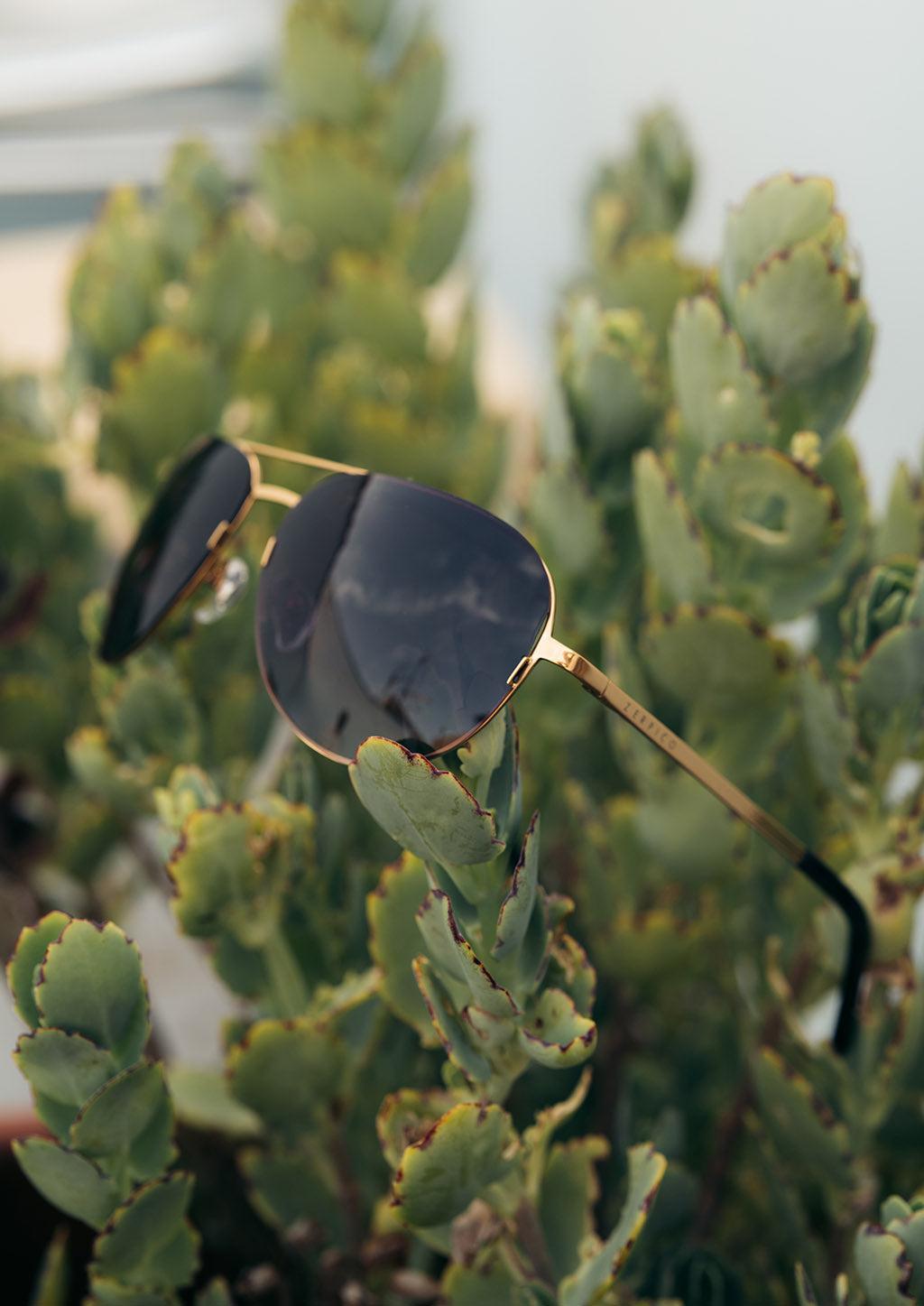 Gafas de sol aviador de titanio - V2 - Bañadas en ORO de 24K