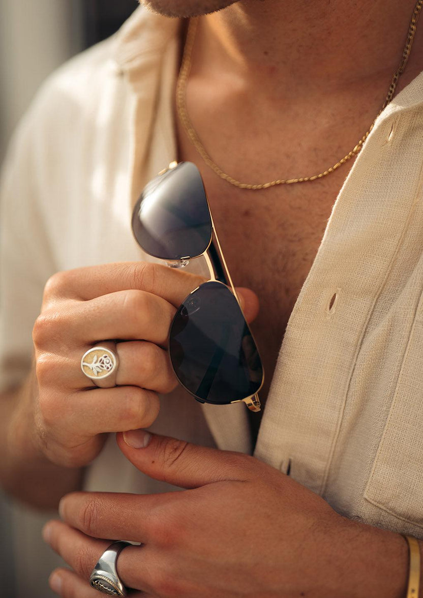 Titanium Aviator-solglasögon - V2 - 24K GULD-pläterade