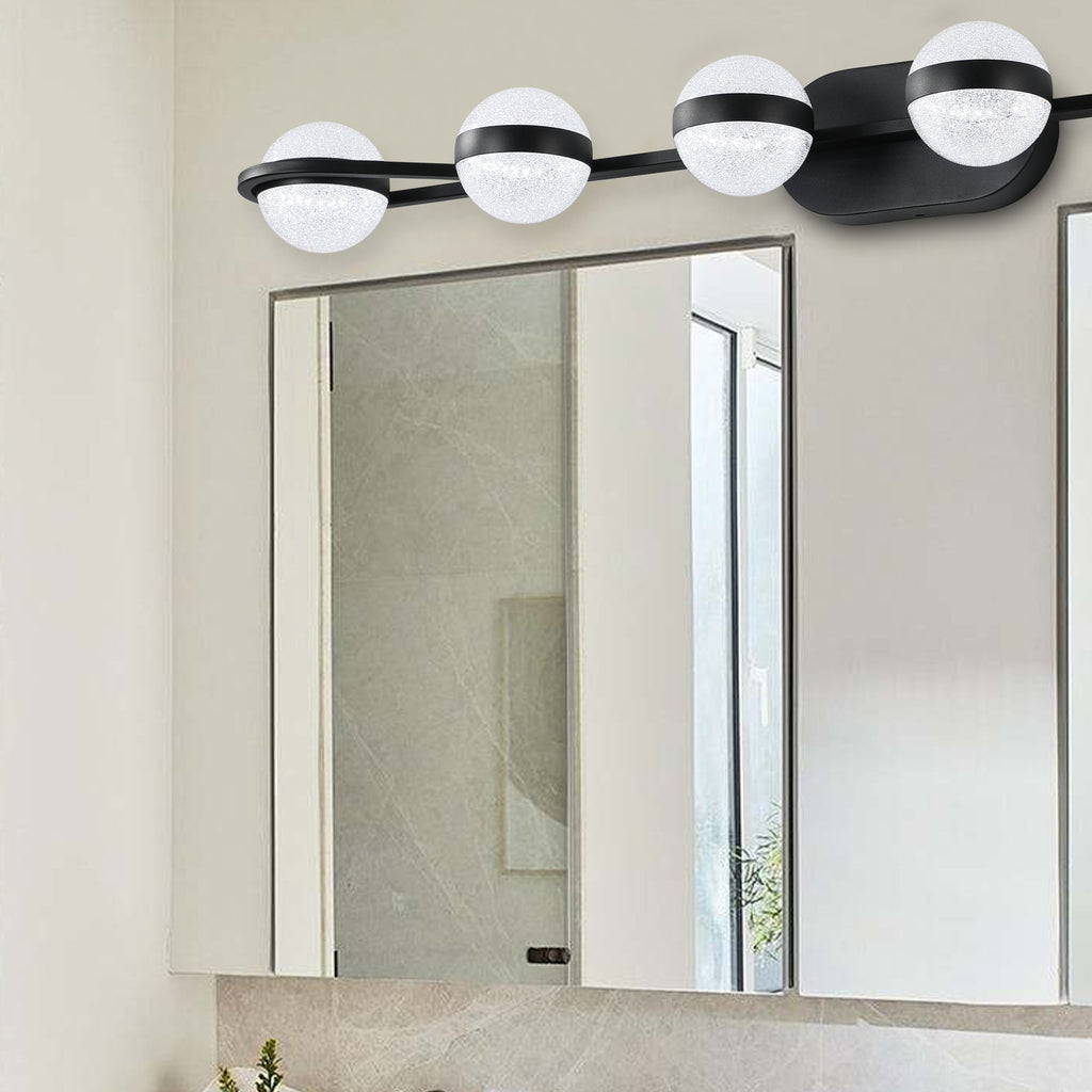 Luces de tocador con 6 bombillas LED para iluminación de baño (negro)