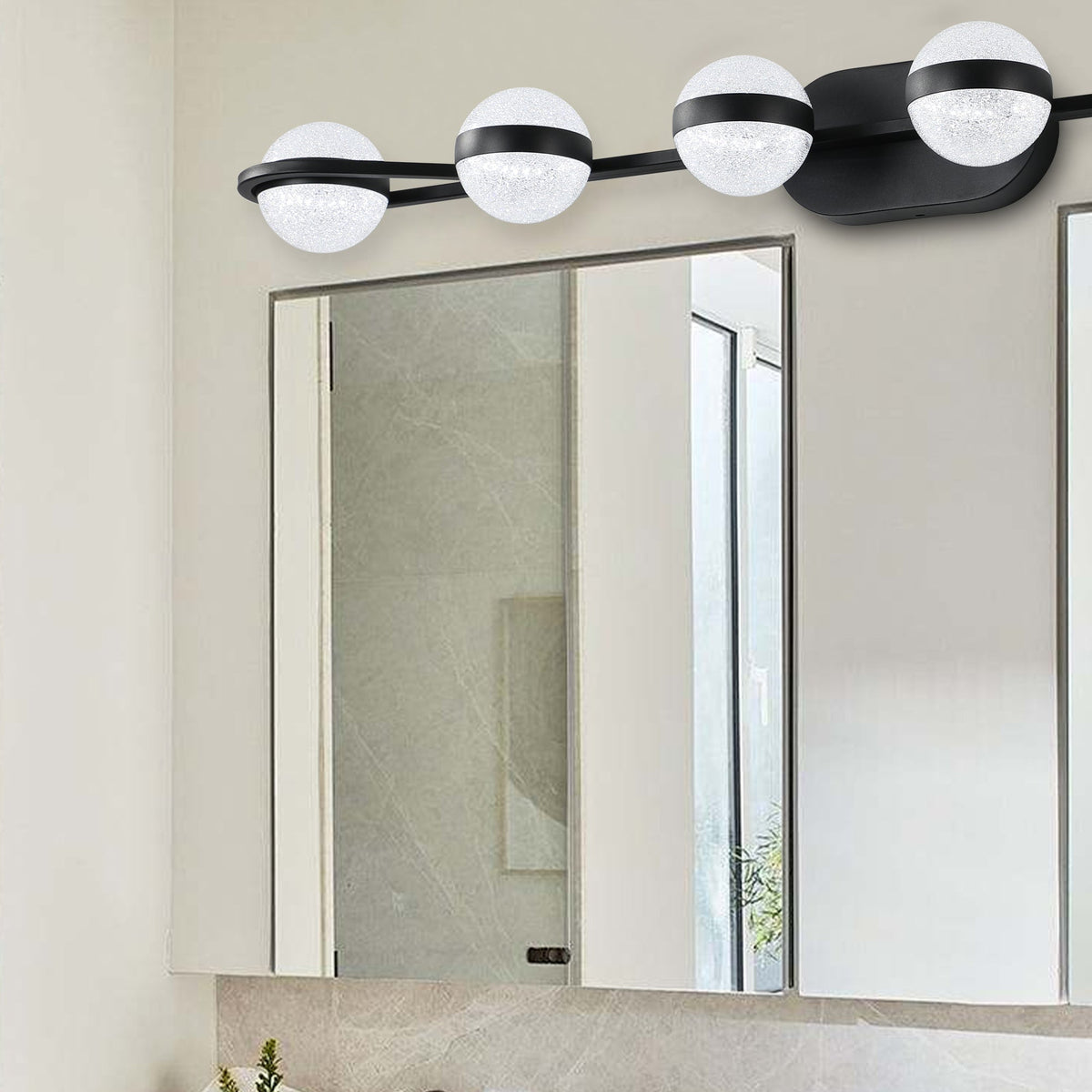 Vanity Lights With 6 LED Bulbs for Bathroom Lighting(Black)