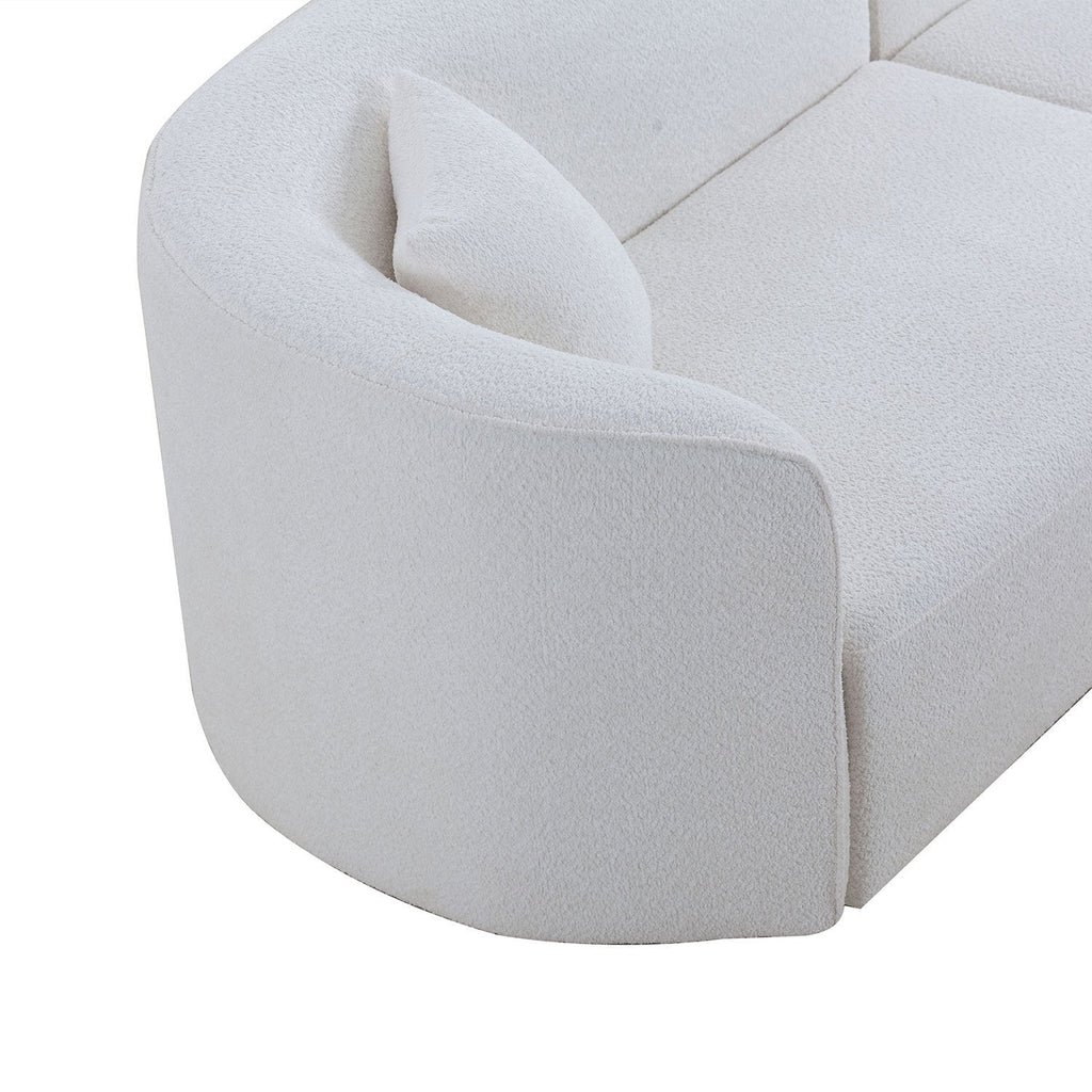 Luxury Modern Style Living Room Upholstery Curved Sofa With Chaise 2-Piece Set, Right Hand Facing Sectional,  Boucle Cou