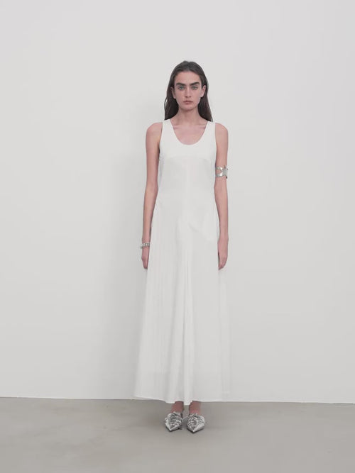 "Lake Bled" Simple and Slim Texture U-Neck A-Line Slim Fit Vest Dress