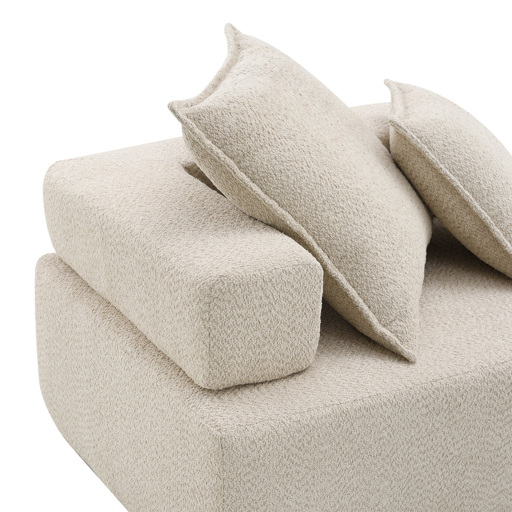 Sofá seccional modular de gran tamaño, lujoso conjunto de sofá de suelo de bouclé, sofá cama convertible, espacioso sofá cama relleno de espuma