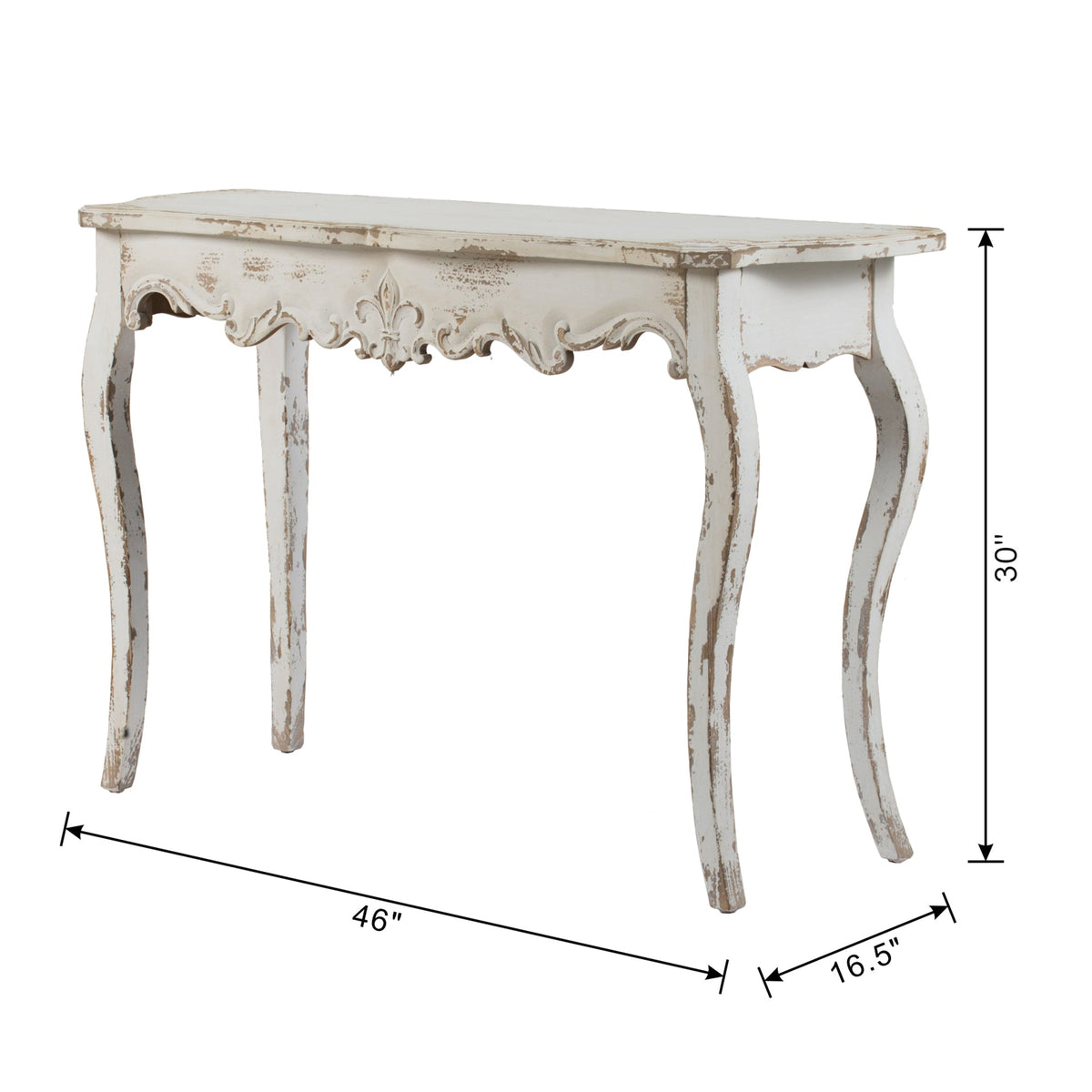 46" X 16.5" X 30" Slimline Whitewash Console Table, for Hallway Living Room Bedroom