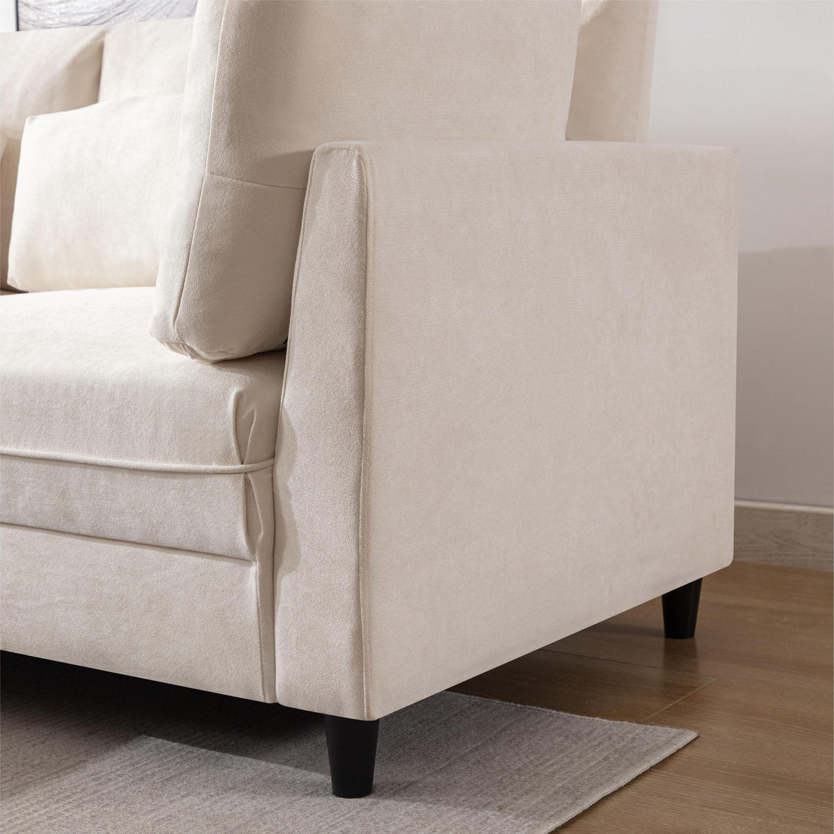 Oversized Modular Sectional Fabric Sofa Set With Waist Pillows, Extra Large U Shaped Couch With Reversible Chaise, 145 I