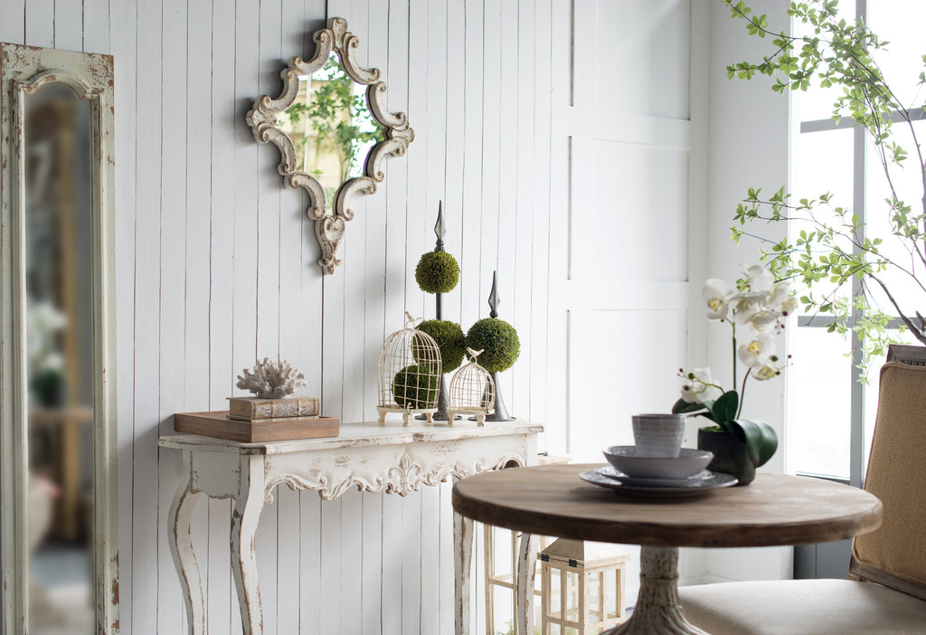 46" X 16.5" X 30" Slimline Whitewash Console Table, for Hallway Living Room Bedroom