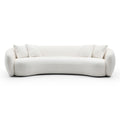 102'' 5-Sitzer Bouclé-Sofa Modernes Ecksofa Halbmond Freizeitcouch Gebogenes Sofa Teddy-Fleece Samt WEISS