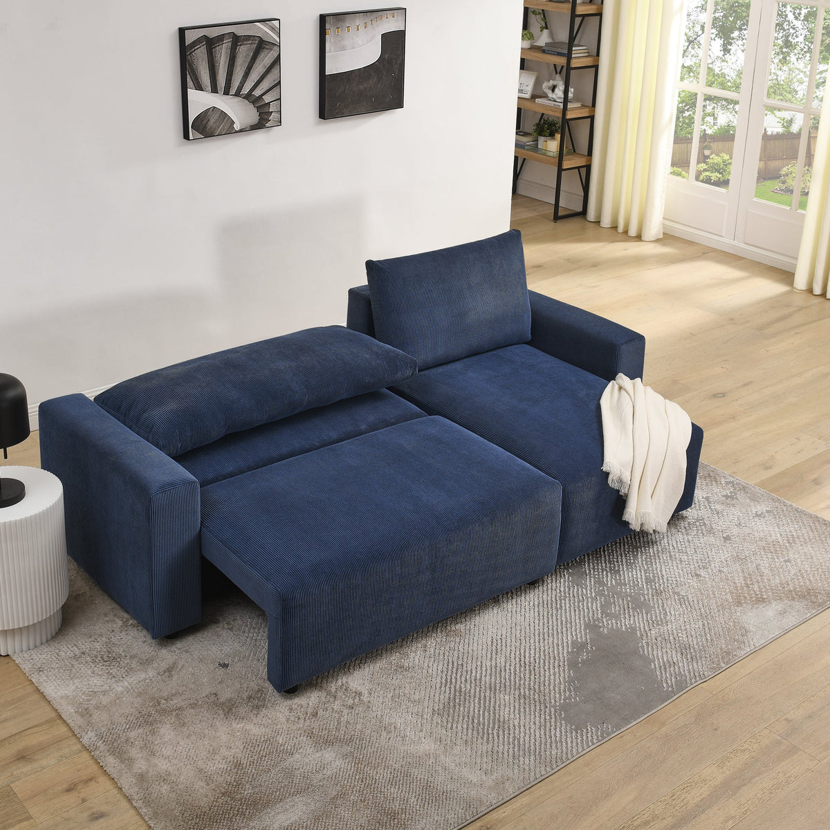 Modular Corduroy Upholstered 3 Seater Sofa Bed With Storage for Home Apartment Office Living Room, Free Combination, L S