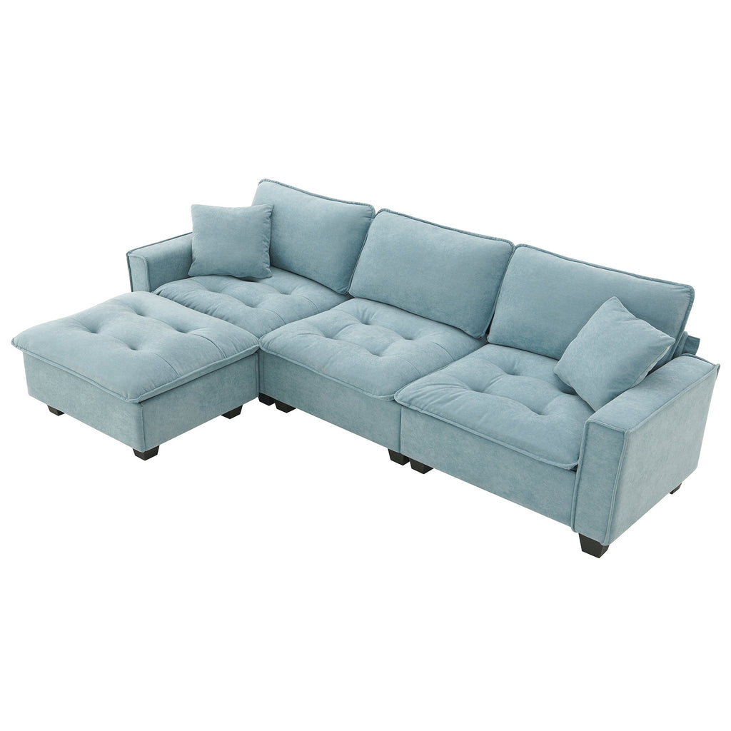 Sofá seccional convertible moderno de 100*59", sofá en forma de L reversible con cojines gratis, sofá cama de terciopelo de gamuza de 4 plazas