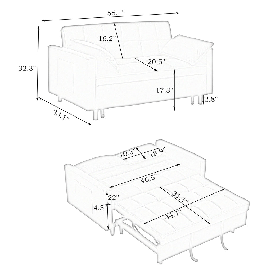 Folding Sofa Bed With Adjustable Back Access to Sofa Recliner Single Bed Adult Modern Chair Bed ,Pink