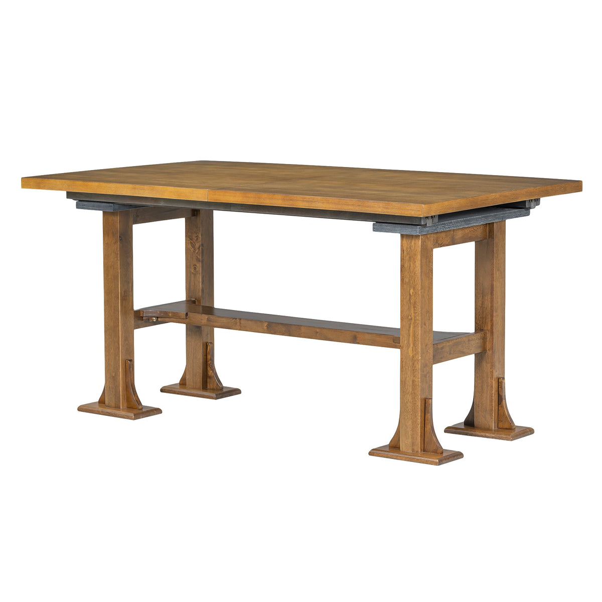 Farmhouse 76inch 6-Piece Extendable Dining Table Set Trestle Kitchen Table Set With 18inch Removable Leaf and Upholstere