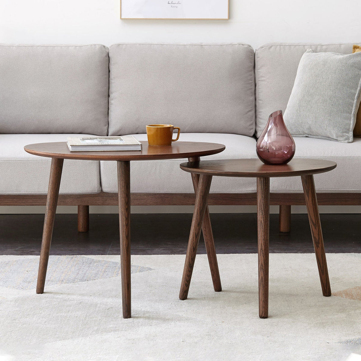 (SINGLE) Center Table Low Table 100% Solid Oak Wood Top Plate Desk Pebble Shaped Natural Wooden Coffee Table Width 50 X