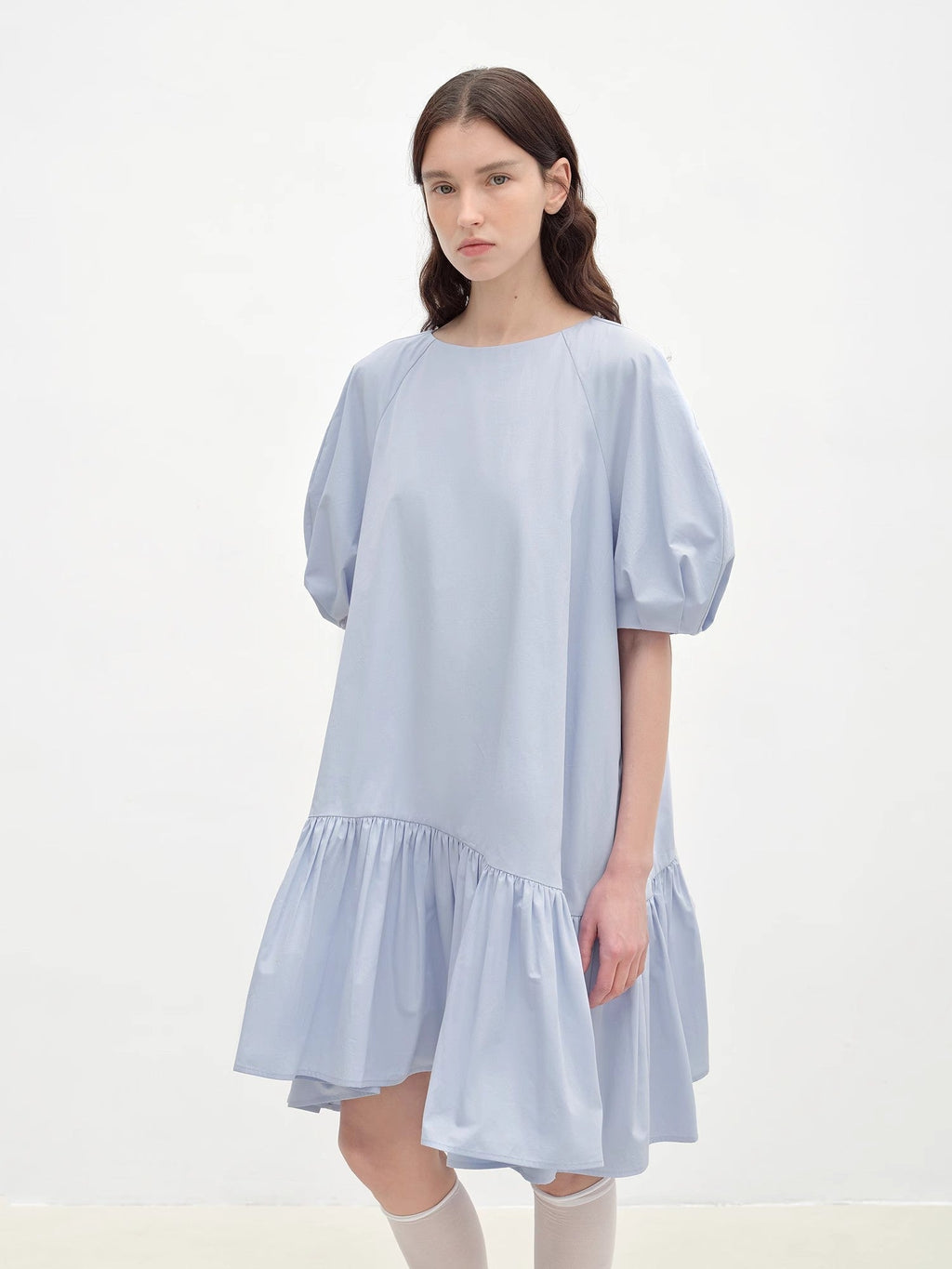 "Ailande" Round Neck Puff Sleeve Temperament Dress for Women Summer