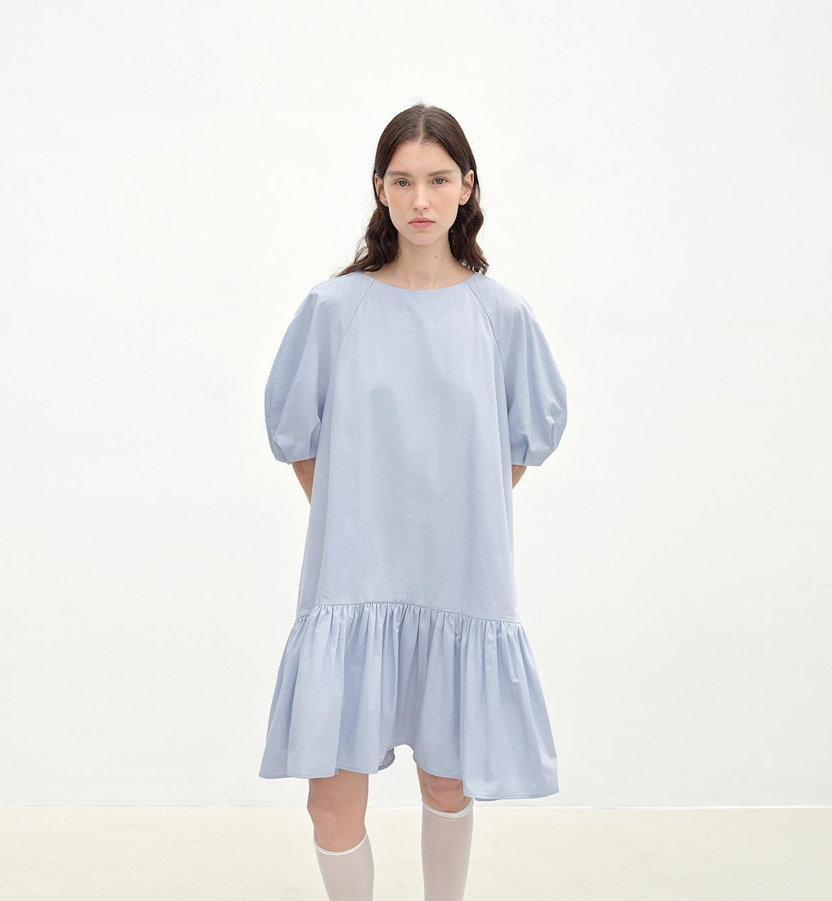 "Ailande" Round Neck Puff Sleeve Temperament Dress for Women Summer