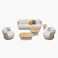 HIGOLD Aio 5-Seater Teak Outdoor Conversation Sofa Set With 8 Inch Thickness Cushions
