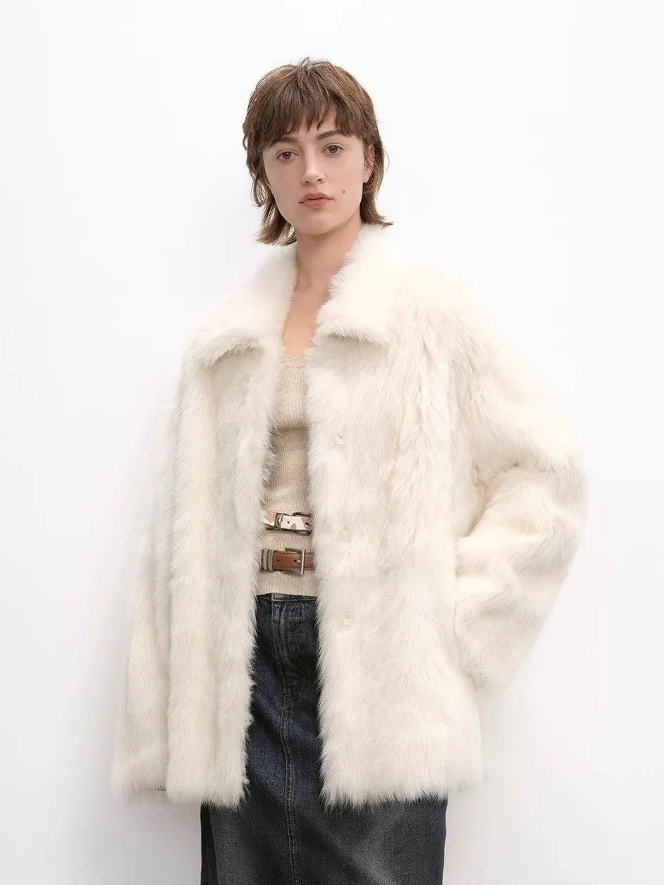 "Autumn Exclusive" Imported Toscana Shearing Short Lapel Fur Coat