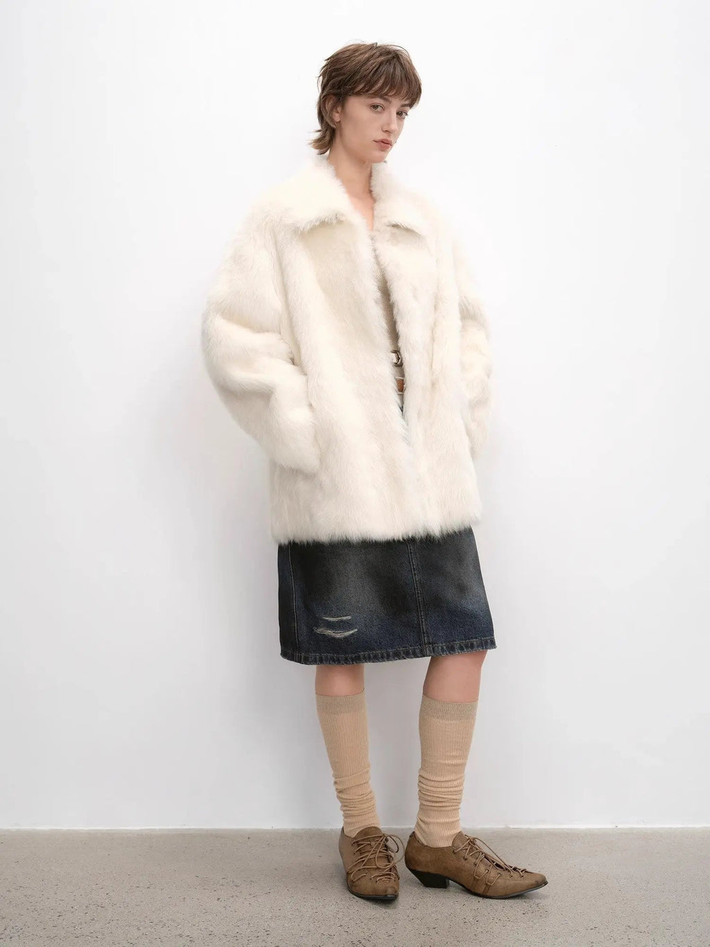 "Autumn Exclusive" Imported Toscana Shearing Short Lapel Fur Coat