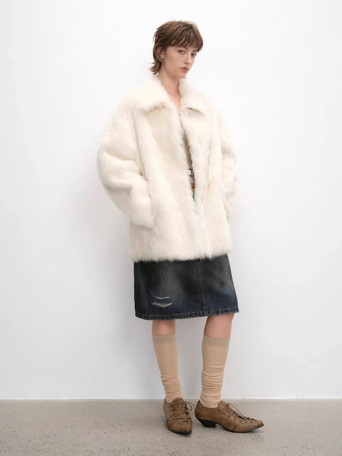 "Autumn Exclusive" Imported Toscana Shearing Short Lapel Fur Coat