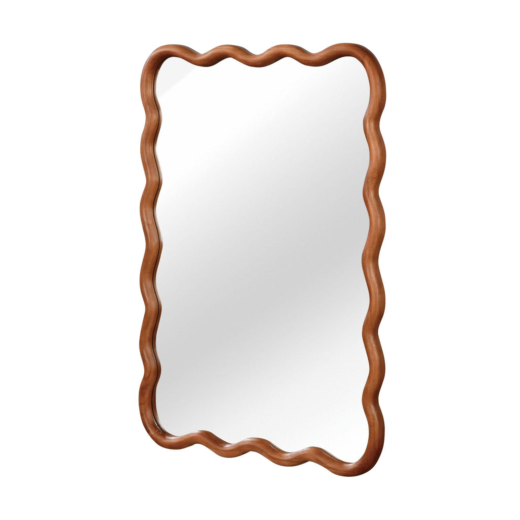 30'x40' Wavy Rectangle Solid Wood Frame Decorative Mirror,For Bedroom, Bathroom, Living Room, Entryway