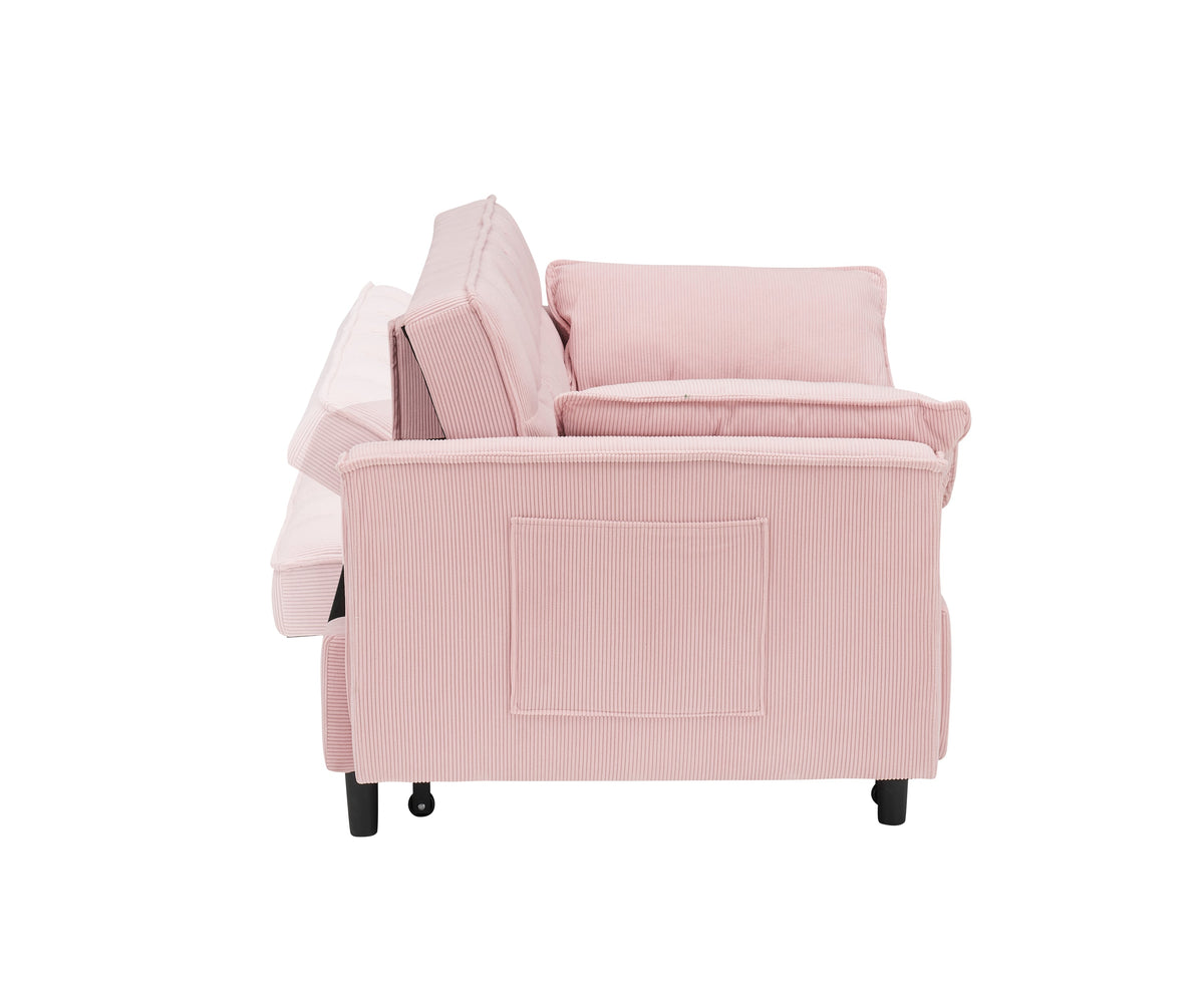 Folding Sofa Bed With Adjustable Back Access to Sofa Recliner Single Bed Adult Modern Chair Bed ,Pink