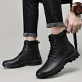 Genuine Leather Four-season Lined Work Boots With Front Laces