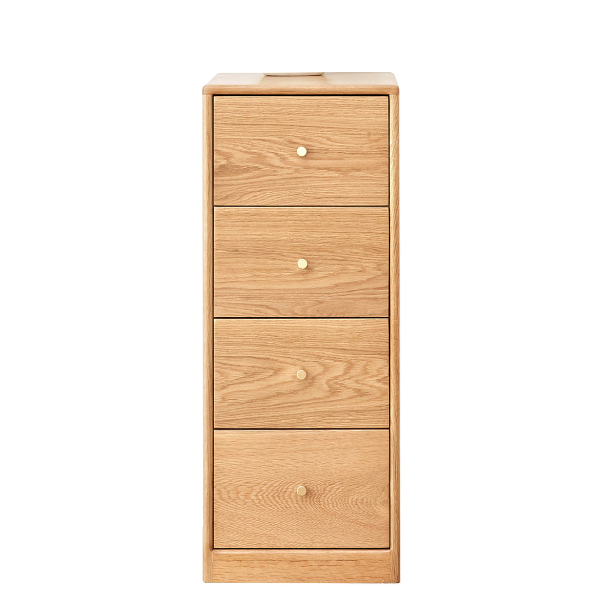 Mesita de noche de roble macizo con cajonera para salón - Mueble esquinero independiente con cuatro cajones