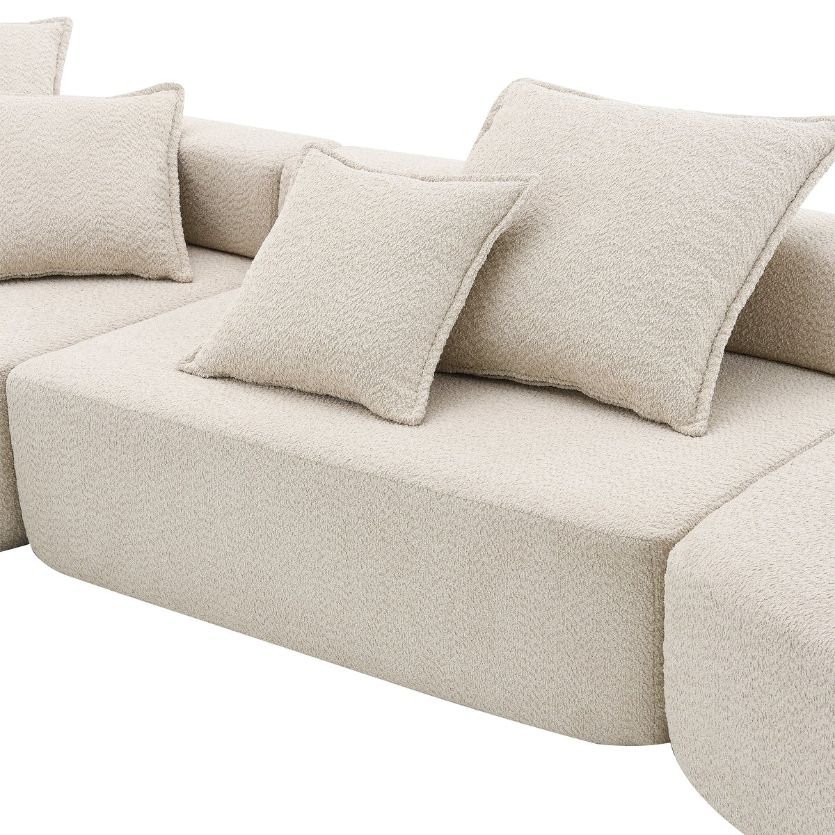 Sofá seccional modular de gran tamaño, lujoso conjunto de sofá de suelo de bouclé, sofá cama convertible, espacioso sofá cama relleno de espuma