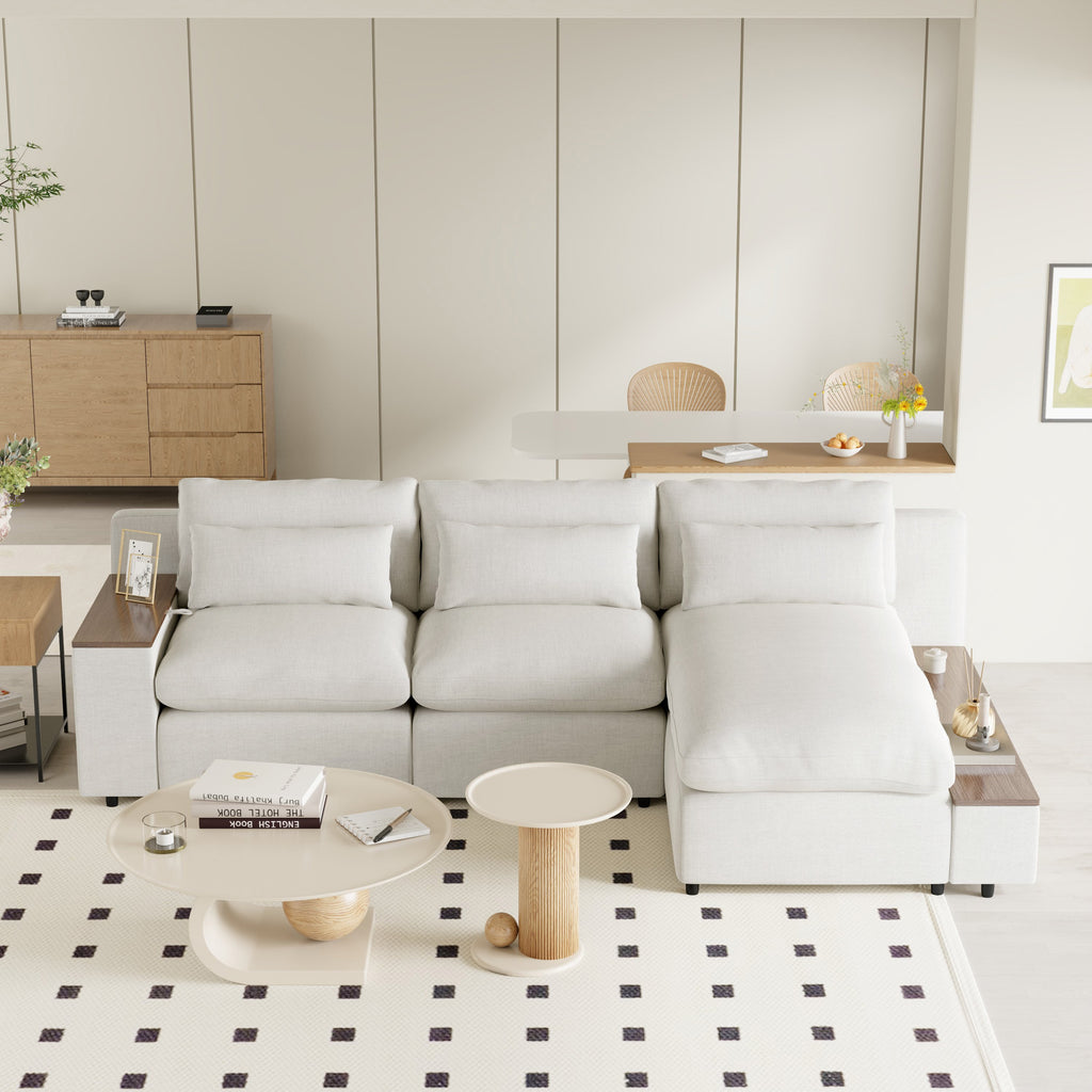 Sofá modular en forma de L con cojines de respaldo extraíbles, 3 almohadas y 2 espacios de almacenamiento, adecuado para salas de estar, ofi
