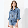 European And American Springautumn Korean-style Slim-fit Mid-sleeve Denim Jacket