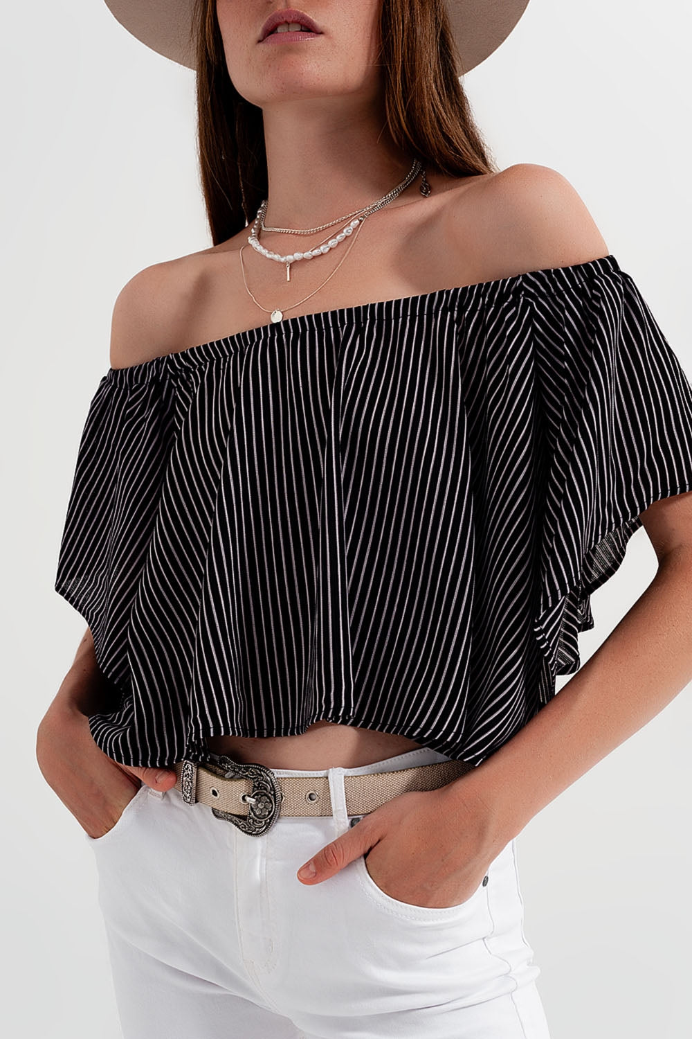 Top Bardot a rayas