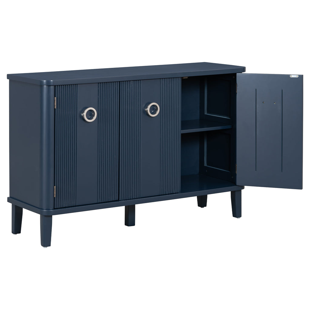 Simple and Atmospheric Solid Wood Veneer Fraxinus Mandschuric Cabinet With Three Acacia Solid Doors,Adjustable, Suitable