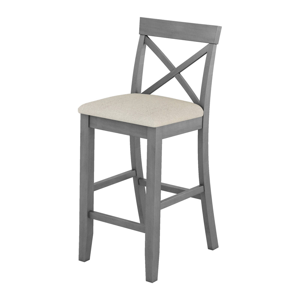 Farmhouse 48"Rectangular Wood Bar Height Dining Set Kitchen Breakfast Nook With 2 Chairs for Small Places,Gray