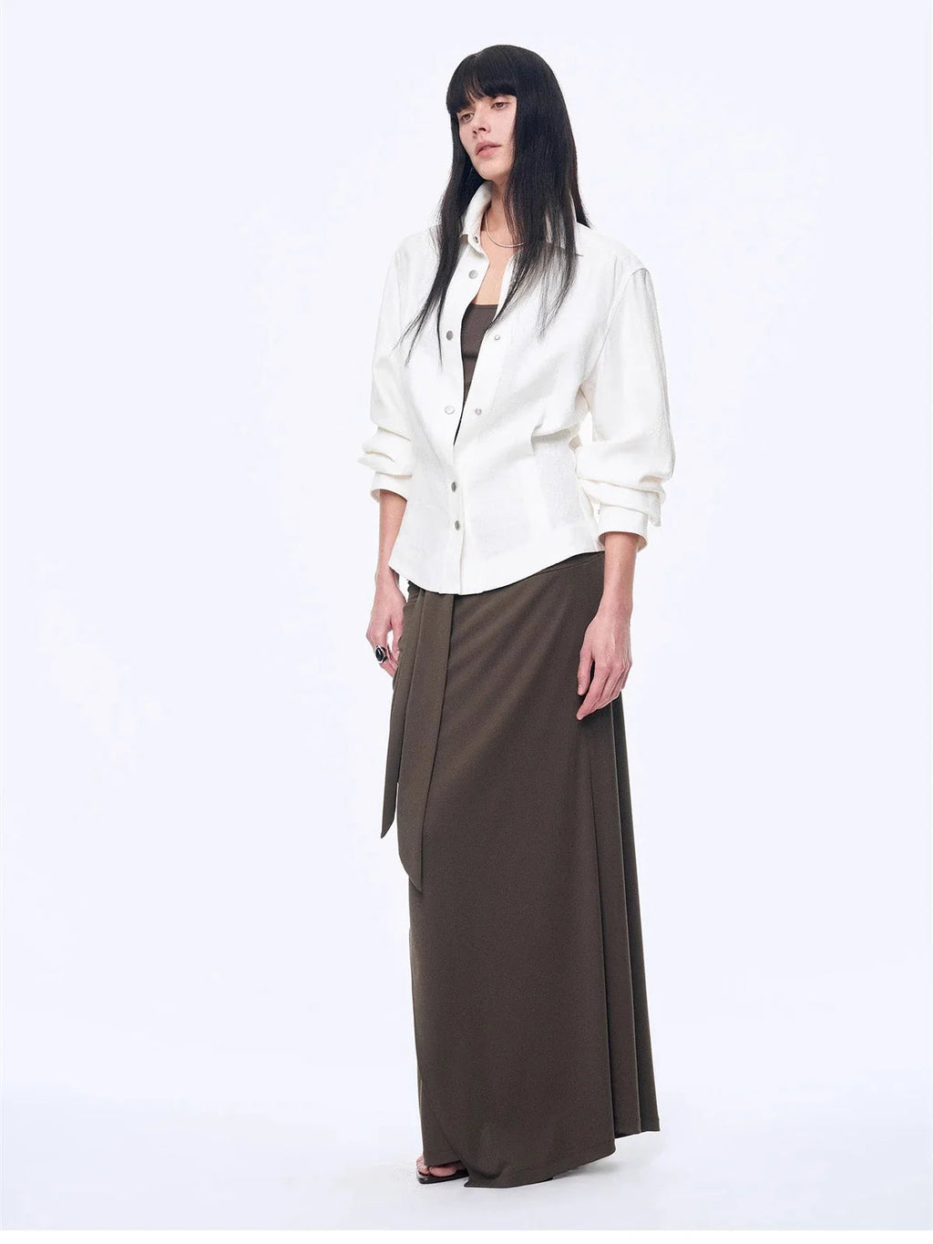 Refreshing Breathable Twill Linen Deconstructed Silhouette Old Money Style Waist Shirt Top"Berlin Afternoon Tea"