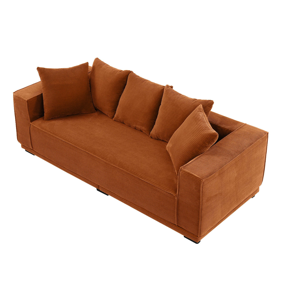 88.97'' Corduroy Sofa With 5 Matching Toss Pillows Modern Upholstered Sofa Including Bottom Frame for Bedroom, Apartment