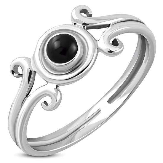 Anillo de plata con espiral de ónice negro