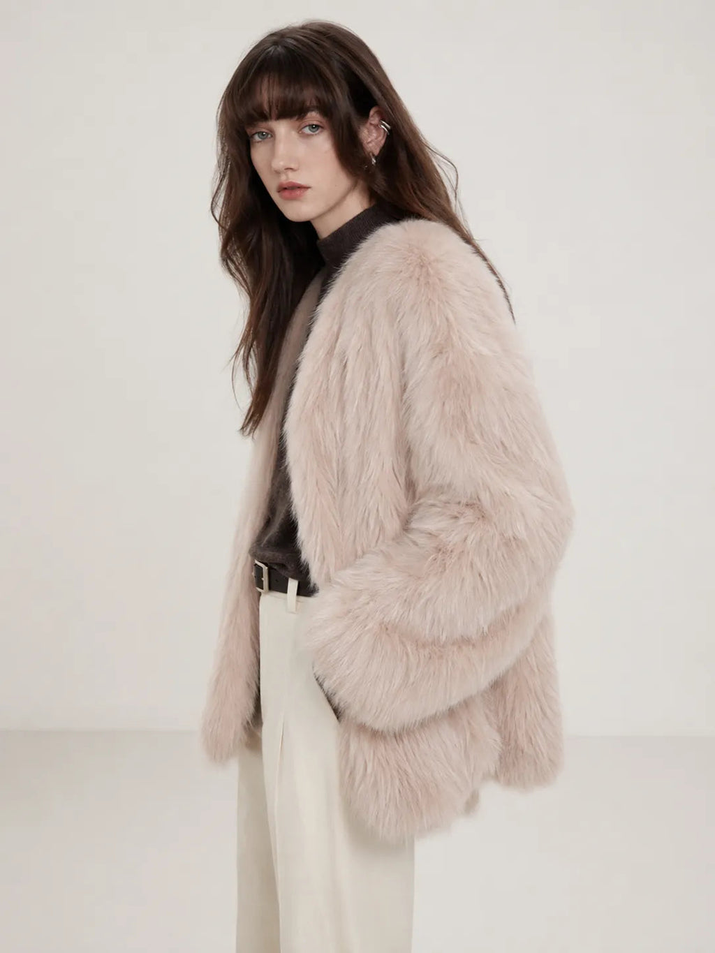 Fireladyfur Women's Finland Saga Fox Fur Fashion Cardigan“Black Sugar”