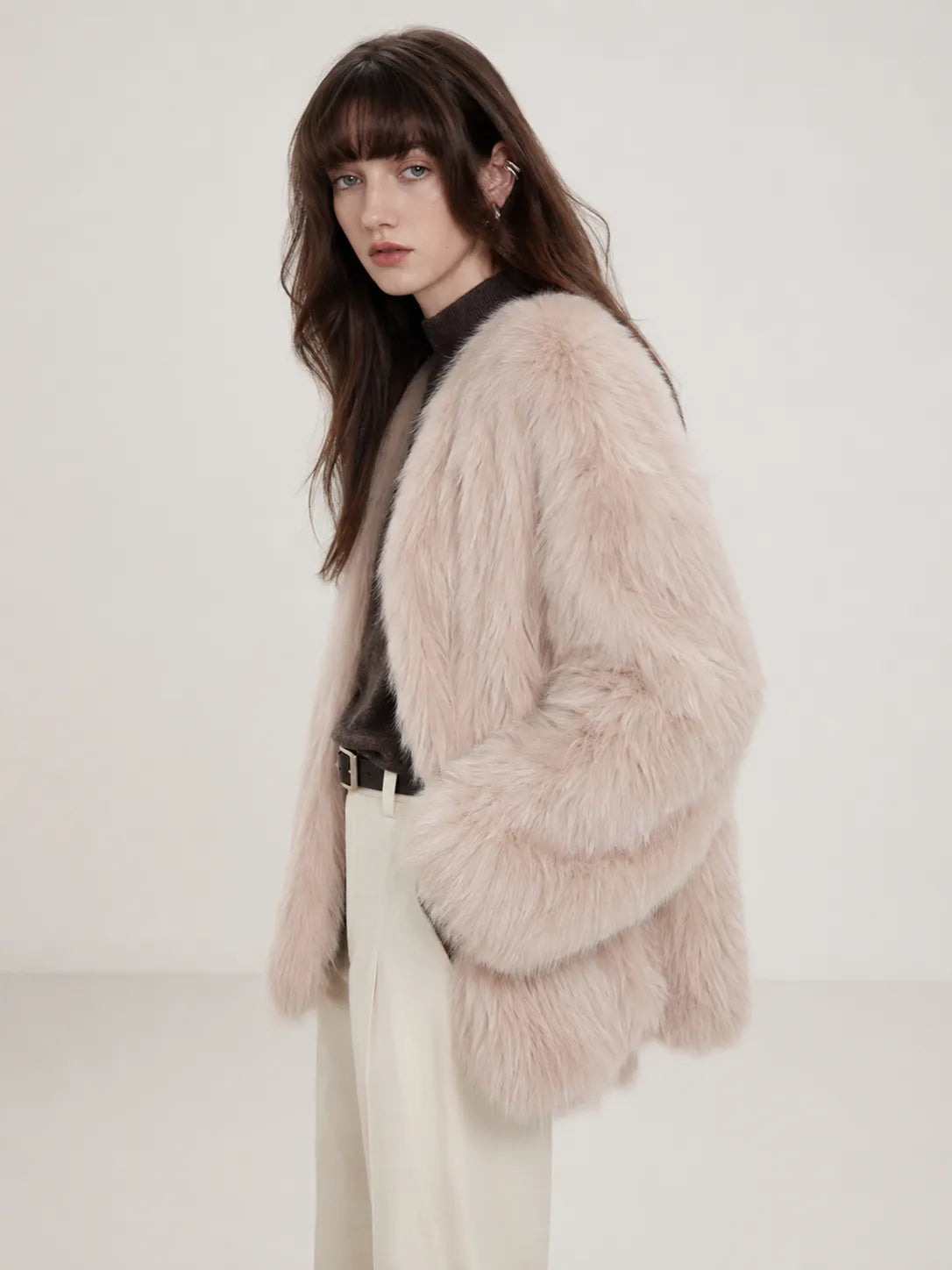 Fireladyfur Women's Finland Saga Fox Fur Fashion Cardigan“Black Sugar”