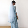 Light Blue Wedding Veil  #4015