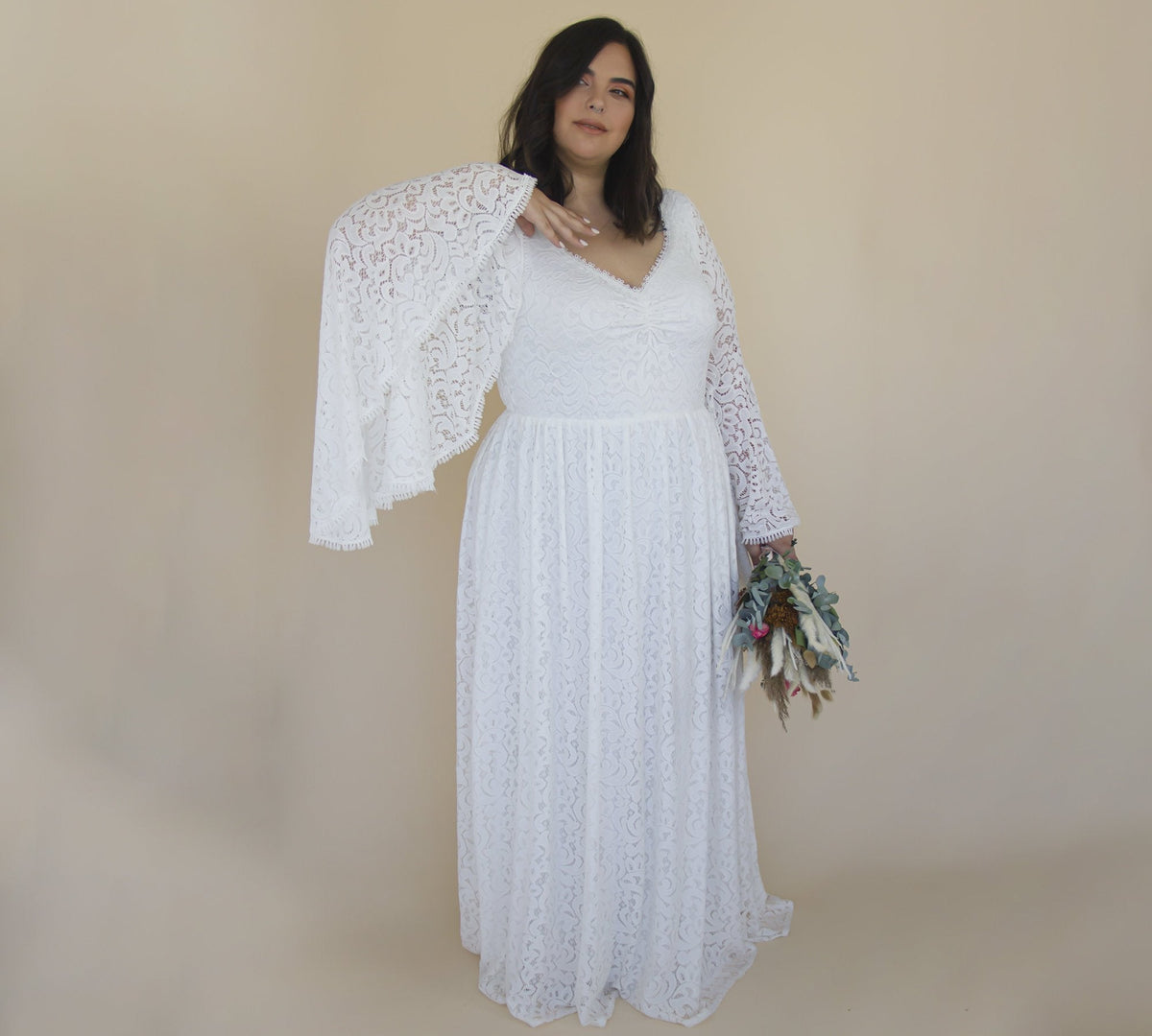 Curvy Flare Sleeves Dress #1319
