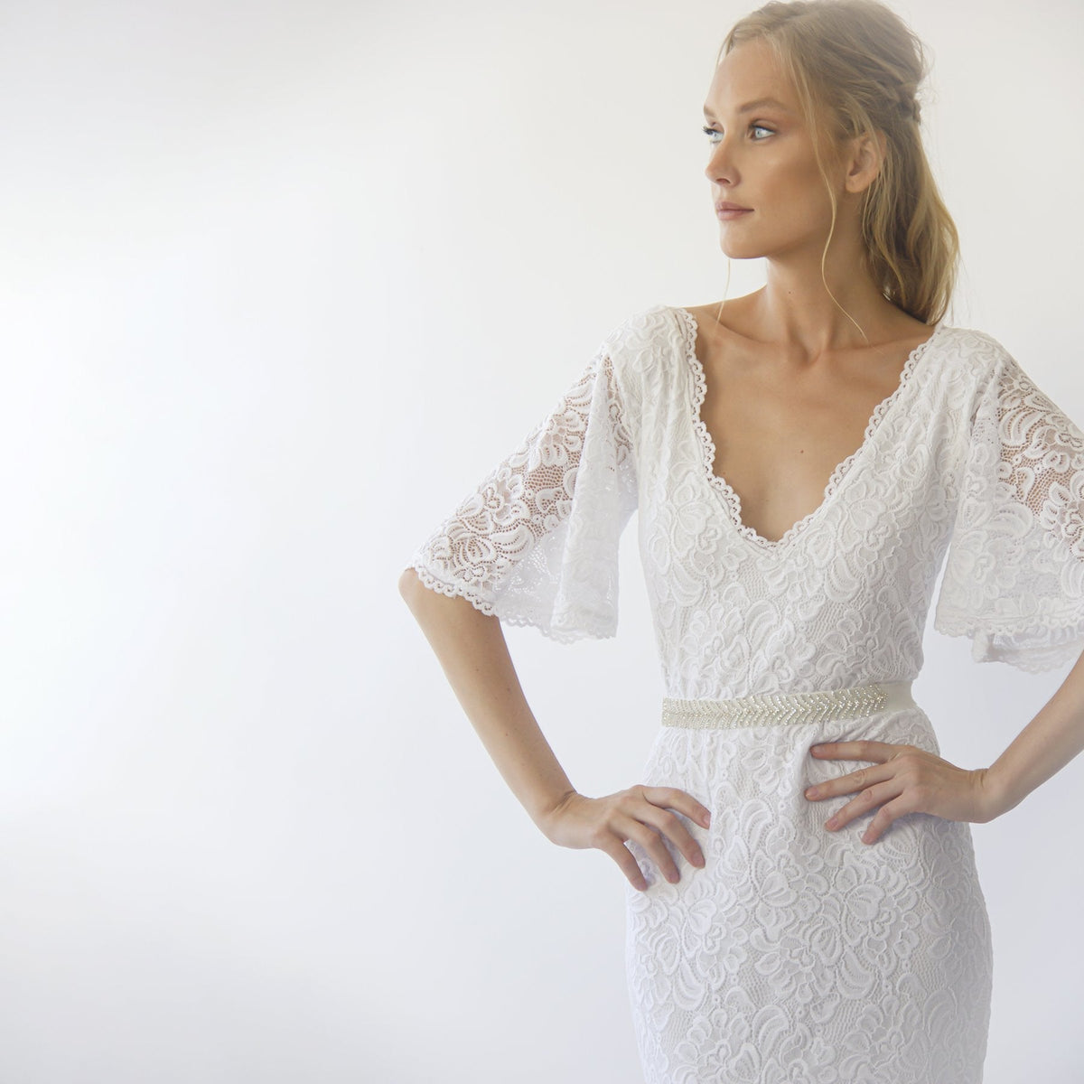 V Neckline Sheath Dress #1295