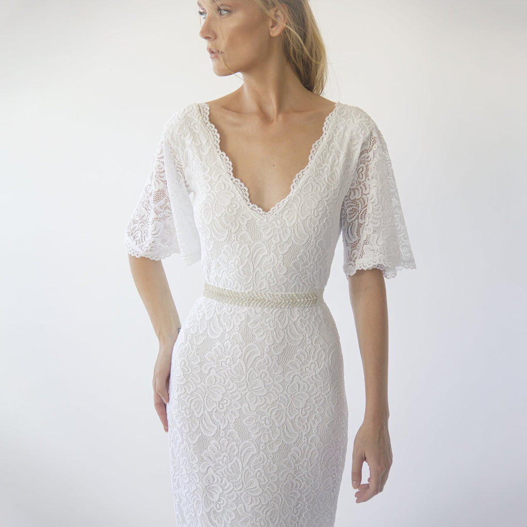 V Neckline Sheath Dress #1295