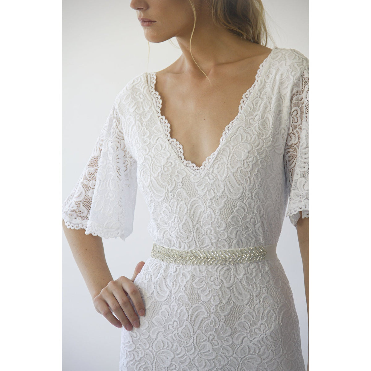 V Neckline Sheath Dress #1295