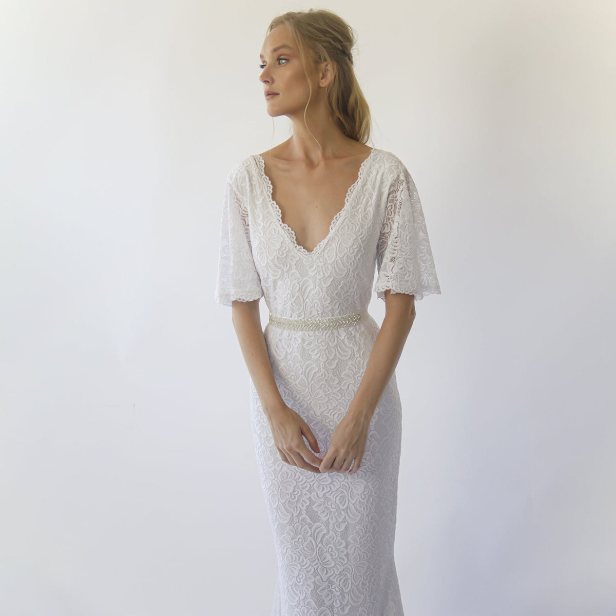 V Neckline Sheath Dress #1295