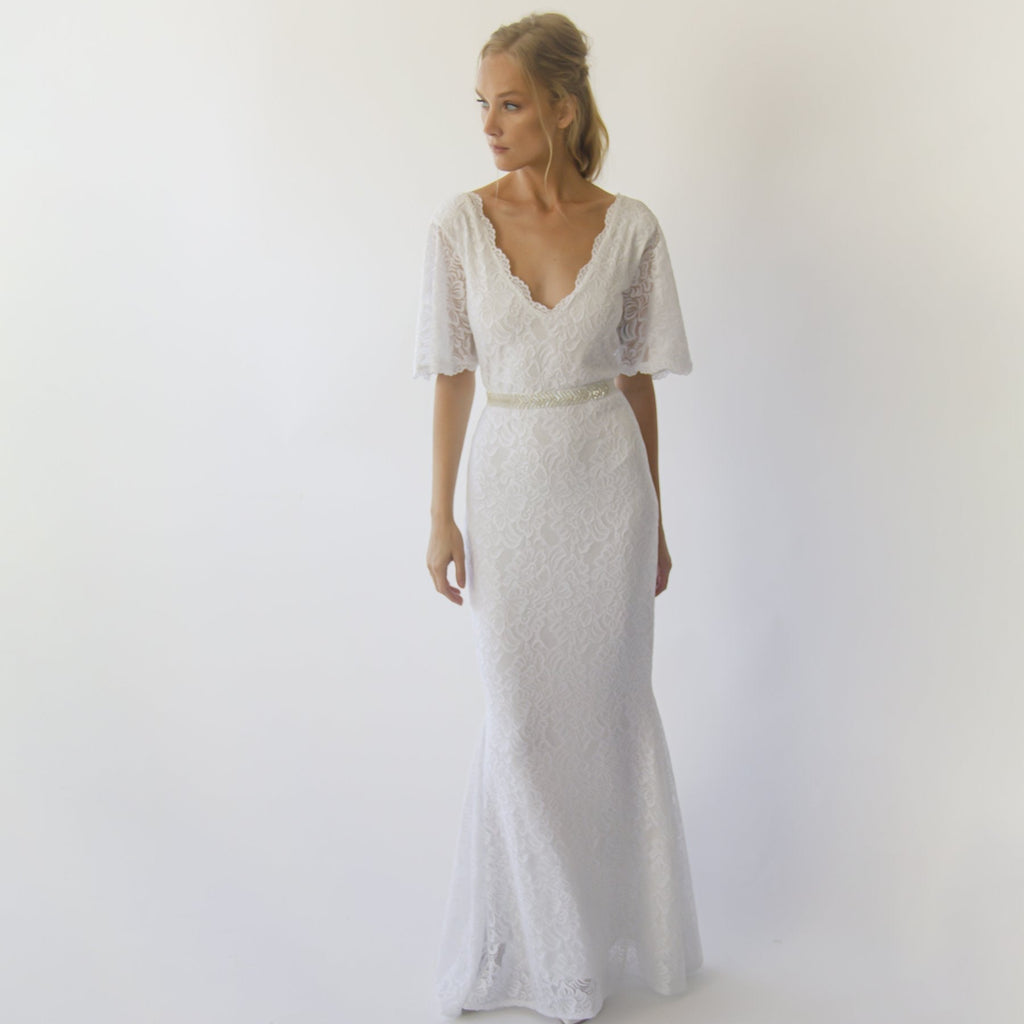 V Neckline Sheath Dress #1295