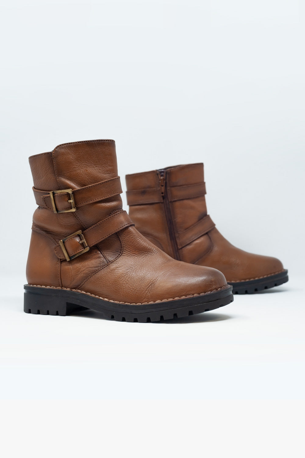 Brown Buckled Boots
