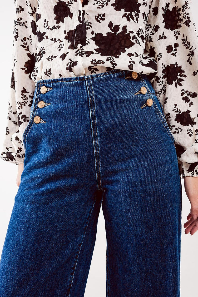 Chaqueta vaquera con botones en azul medio