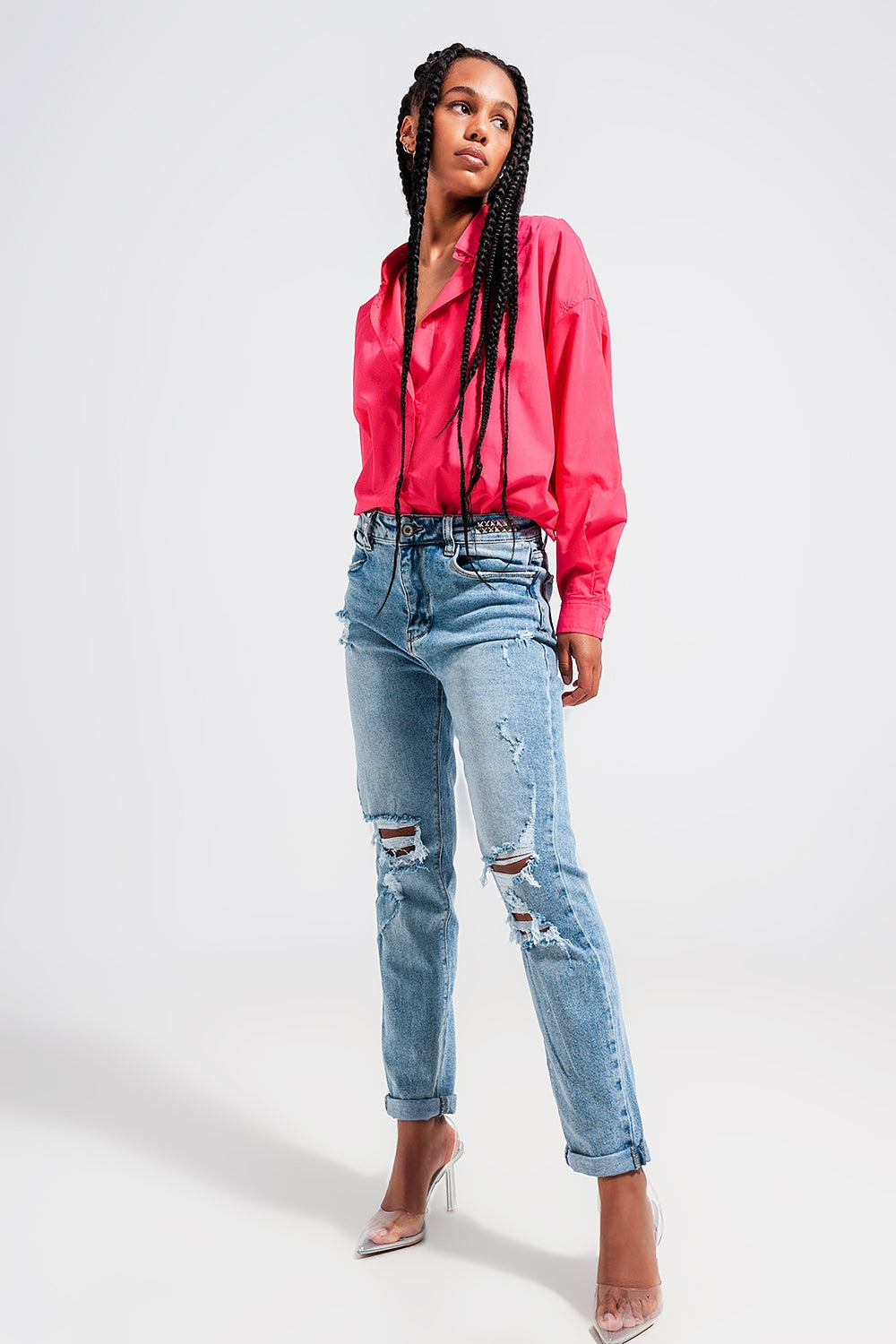 Camisa de botones en fucsia
