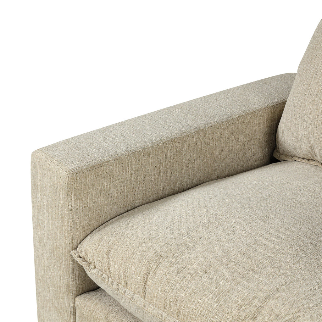 128" Sectional Sofa Cloud Sofa Chenille Upholstered Sofa  Couch With Movable Ottoman, Comfortable Seat Cushions, Chargin
